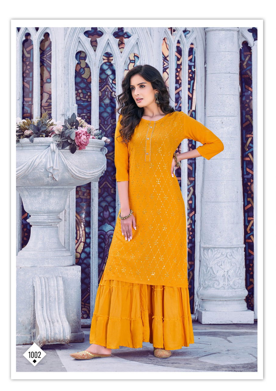 Parra Fiza 1 Heavy Festive Wear Rayon Designer Kurti With Palazzo Collection